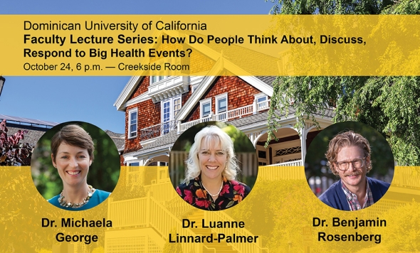 event slide with three speakers, Dr. Michaela George, Dr. Luanne Linnard-Palmer and Dr. Benjamin Rosenberg