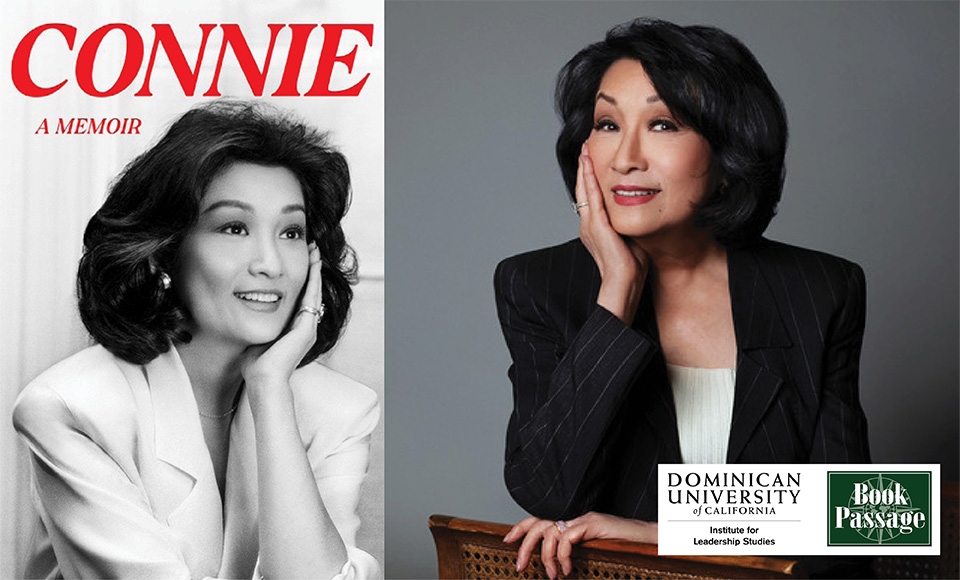 connie chung headshot with her book's cover